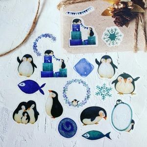 Penguin Holiday Party, Banners & More, 32 Flake Stickers
